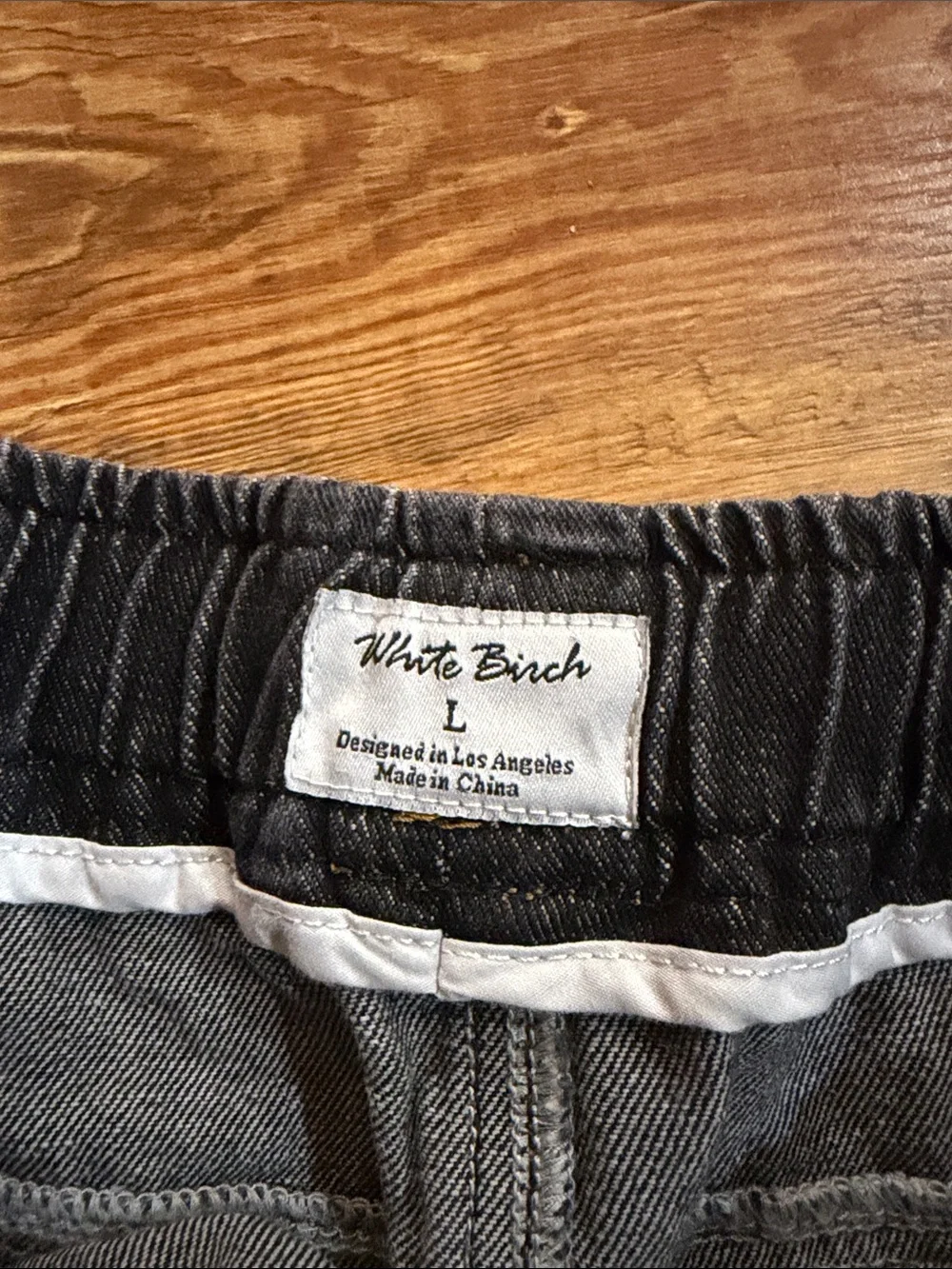 White Birch Gray denim Wash Elastic Waist Denim Shorts